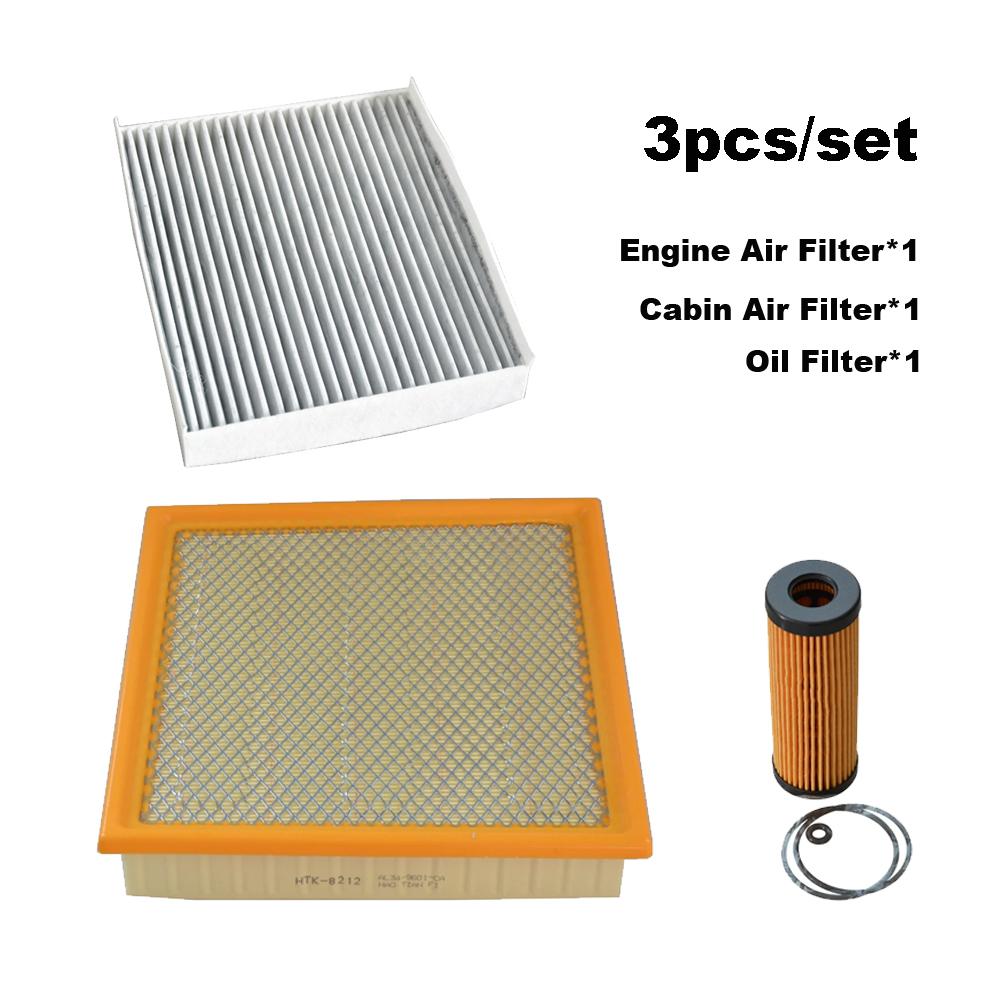 3pcs Filter Set For FORD F-150 Raptor XII 2.7T 2009-2014 / XIII 2015 Engine A/C Cabin Fresh Air Flow Oil Filter Kit FT4E6714AA