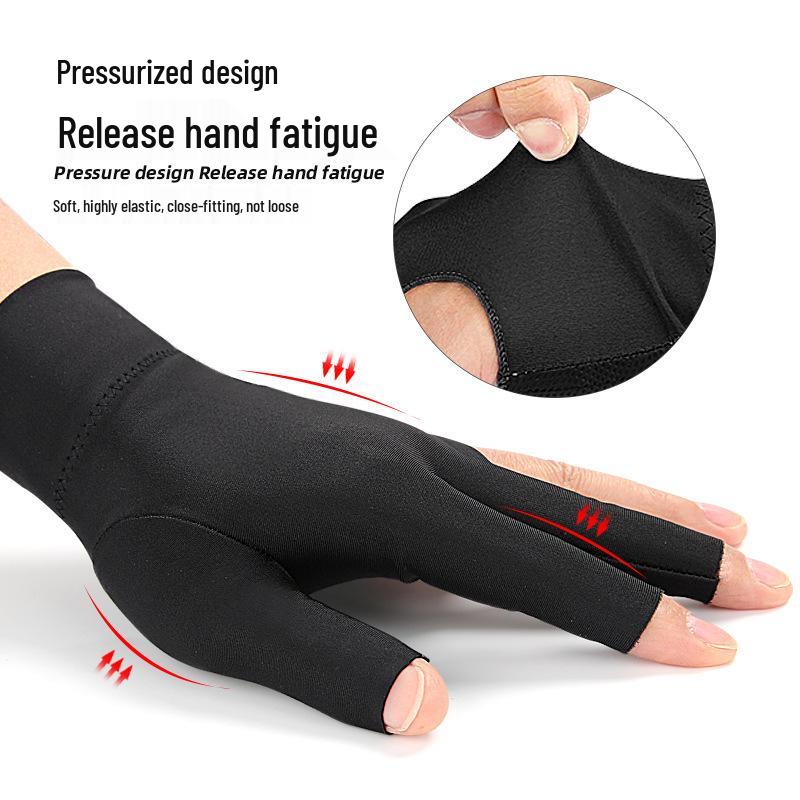 Lightweight, breathable, non-slip three-finger gloves for men and women, perfect billiards/pool hand protectors.