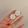 Big White Camellia Flower Imitation Pearl Stud Earring for Women Elegant Korean Sweet Resin Ear Wedding Party Jewelry