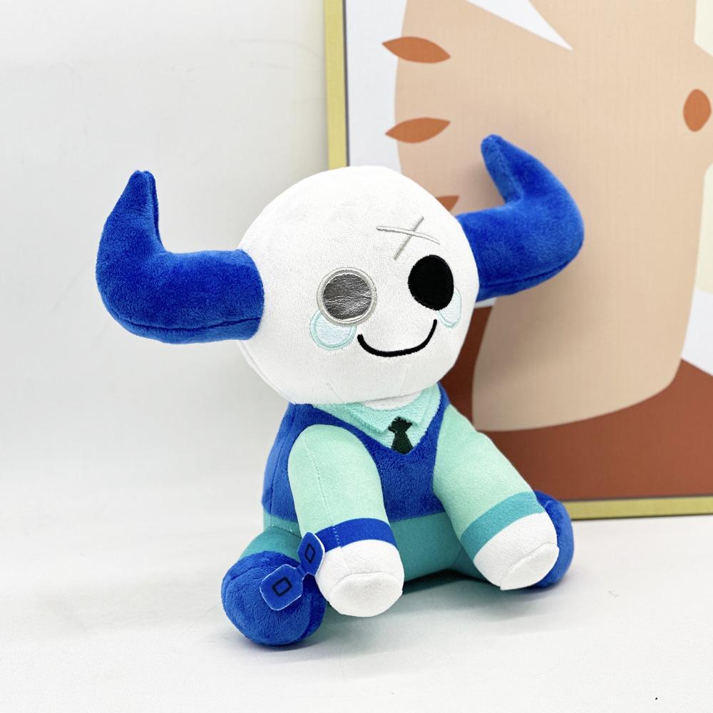 23cm Blue Cow Plush Toy Soft Stuffed Animal Doll Cute Game Peripheral Gift for Kids Children Christmas Birthday