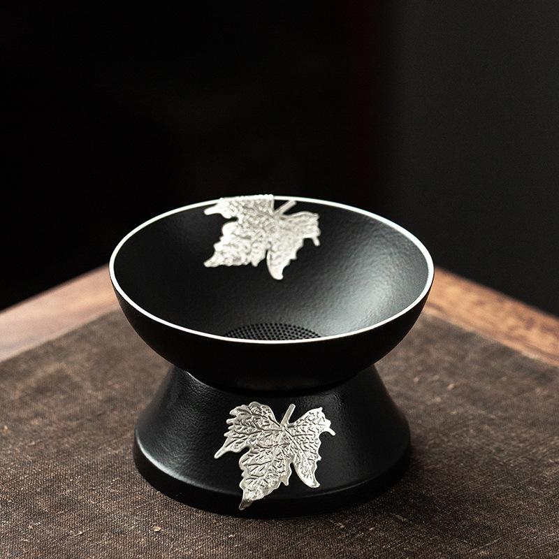 Estrutura de ferro de cerâmica preta, filtro de chá integrado, tela de filtro de chá de cerâmica, xícara justa, conjunto de filtro de chá de cerâmica japonês