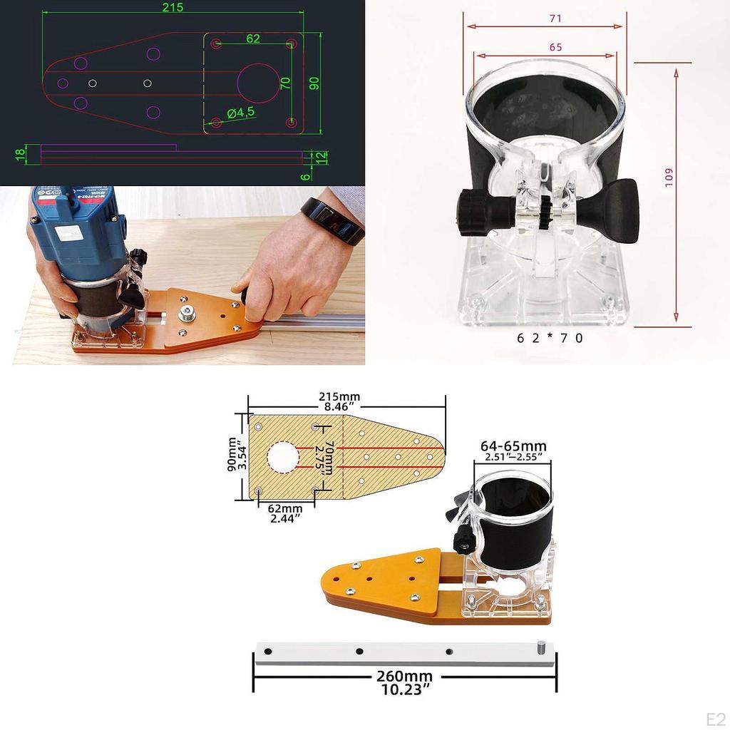 Circle Cutting Jig Woodworking Tool Accessory Clear Cover for Electric Hand
