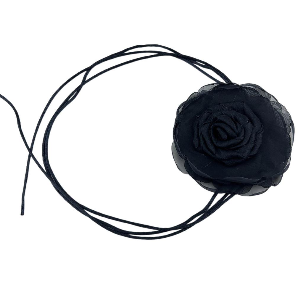 Exquisite Fabric Rose Choker Necklace Delicate Floral Neckband Versatile Neck Jewelry for Parties Birthdays and Weddings