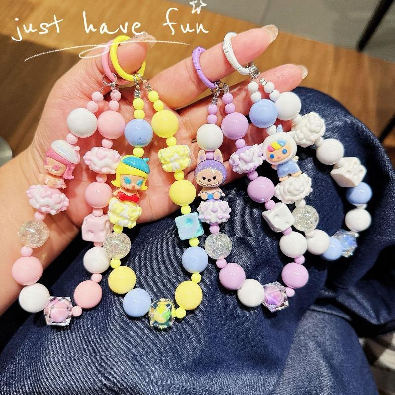 Hand-painted Beaded Cartoon Doll Mobile Phone Chain Mobile Phone Pendant Back Clip Blind Box Key Chain Pendant