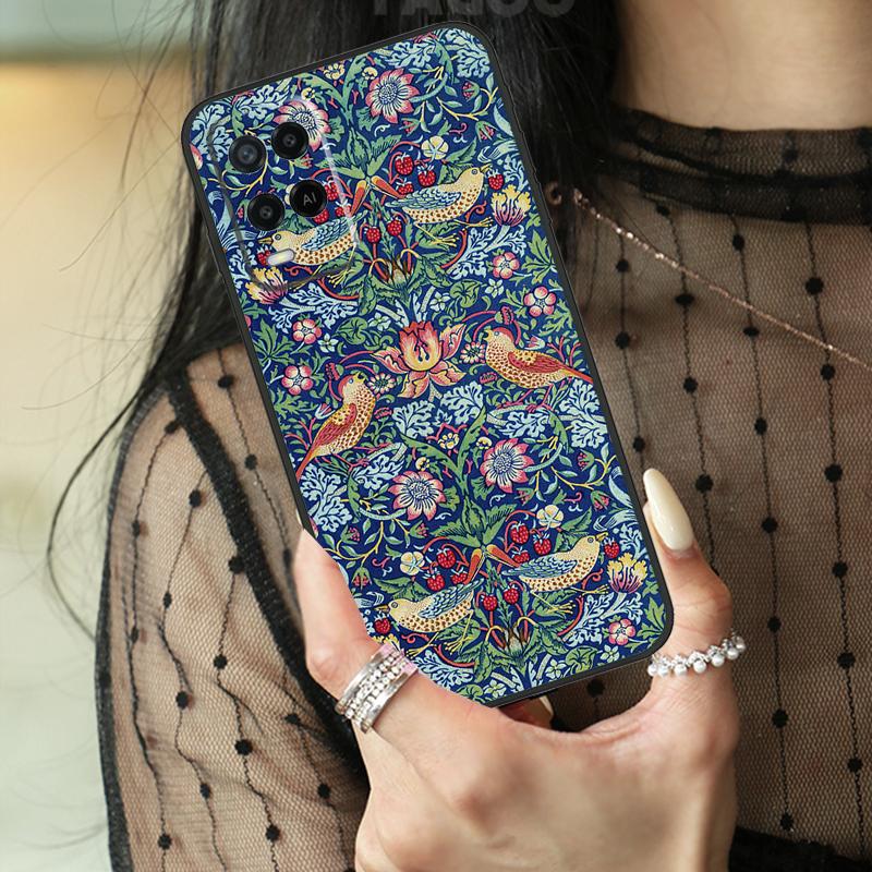 William Morris Strawberry Thief Case For Oppo A5 Pro A15 A17 A57 A77 A18 A38 A58 A78 A98 A94 A74 A54 A40 A60 A80 A96 A76 A16