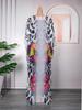 African Women's Plus Size Chiffon Print Beach Dress and Robe Set