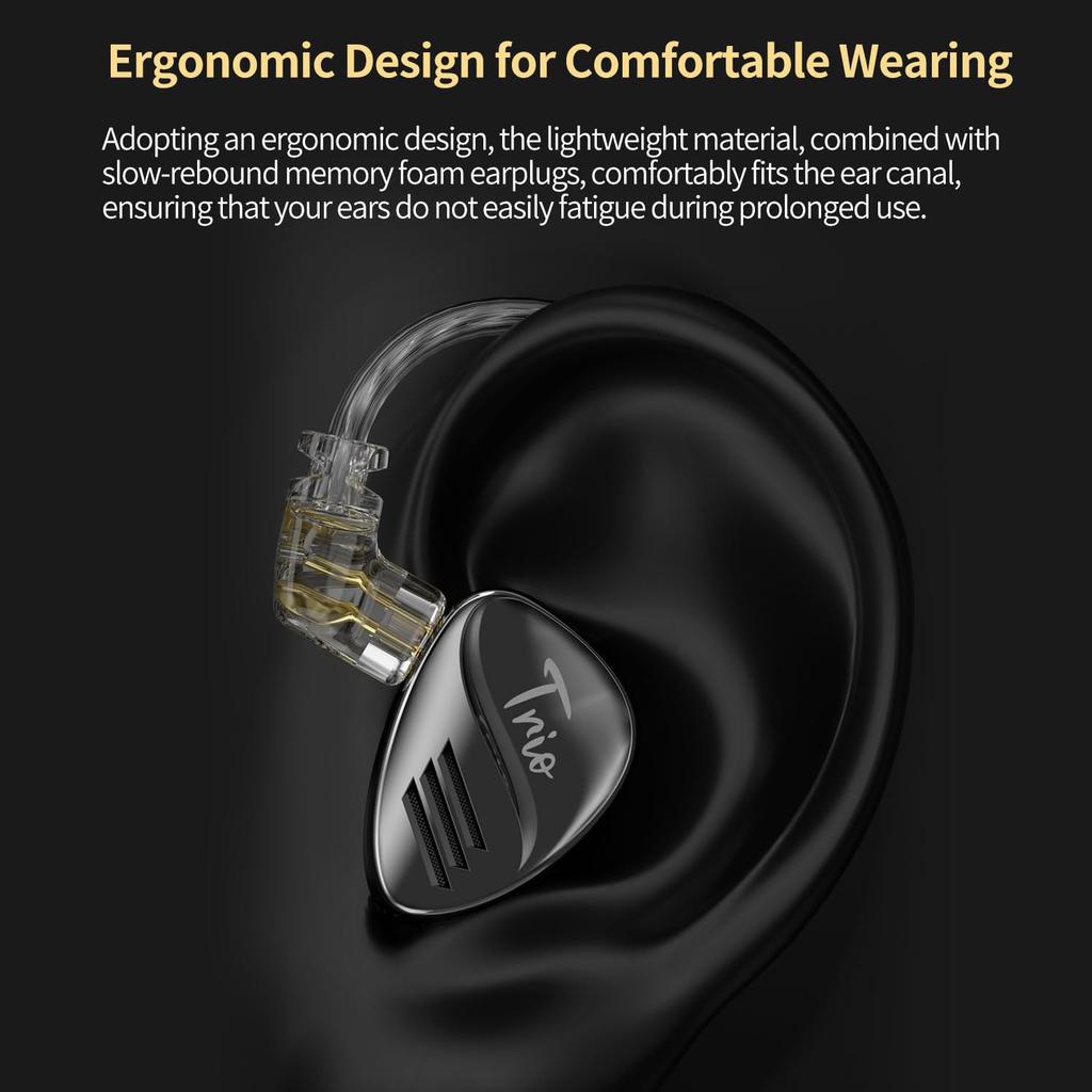 CCA Trio In-Ear Monitors, 8mm 3DD IEMS Earphones with 4 Tuning Switches, HiFi Bass Noise Isolating Earphones, Clarity Stereo Sound Headphones for