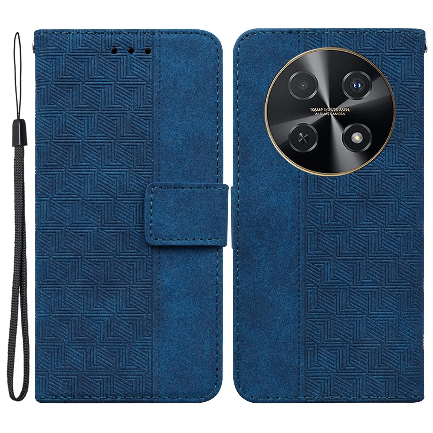 

For Huawei nova 12i 4G Case Geometry Imprint Leather Wallet Stand Cell Phone Cover B