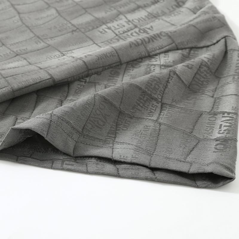 Men's Plus Size Grid Text Print T-Shirt – Textured Short Sleeve Casual Tee (Sizes 5XL-11XL) for Summer Streetwear