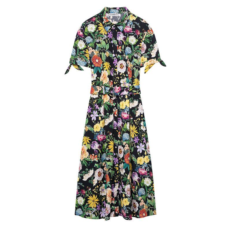 

TAOP&ZA Women s Floral Mid-Length Shirt Dress - Spring/Summer Collection Small
