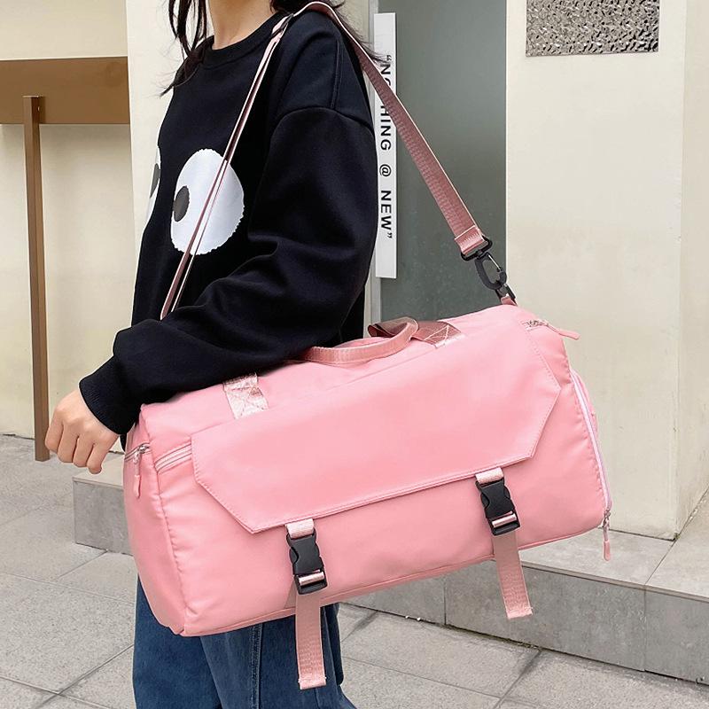 Fashionable, Simple and Large-capacity Luggage Bag with Shoe Compartment for Going Out, Dry-wet Separated Sports and Fitness Bag with A Pull Handle