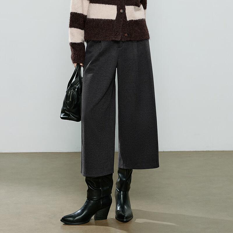 Chuyu Women's Retro Wool Blend Wide-Leg Cropped Pants