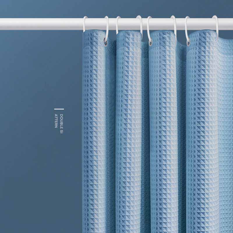 Thickened Jacquard Waffle Shower Curtain Pure Color Waterproof Bathroom Partition Easy Install Privacy Screen