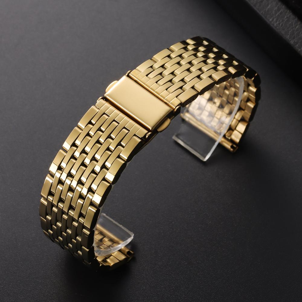Stal nierdzewna Bransoleta do zegarka Składane zapięcie Pasek 18mm 20mm 22mm Pasek do zegarka dla Omega Czarny Złoty Srebrny Uniwersalny Męski Damski Pasek