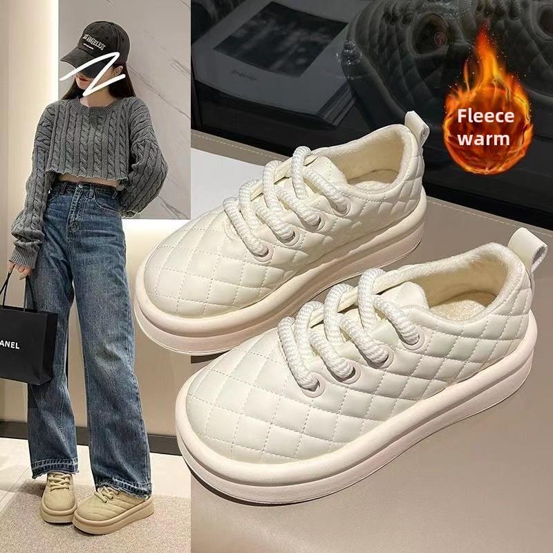 Fashion Autumn and Winter Plush and Warm Women's Cotton Shoes 2024 New Breathable Thick Sole Anti Slip Women's Vulcanized Shoes Sneakers
