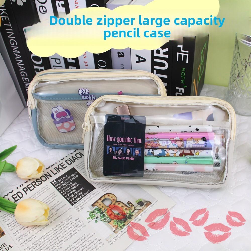 Large Capacity Transparent Pencil Bag With Seethrough Window For Students Gift