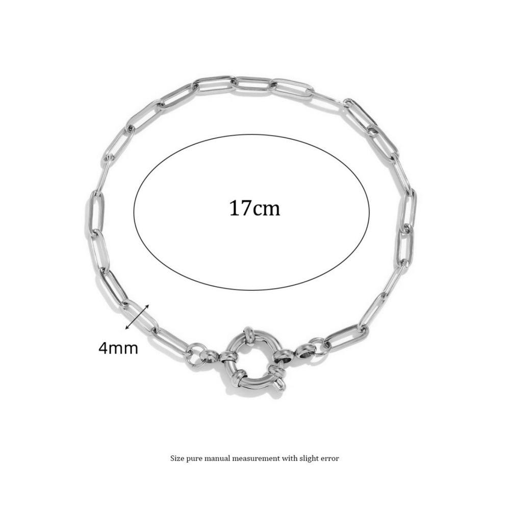 18K Gold Plated Stainless Steel Paperclip Chain Bracelet with Spring Clasp 17 cm