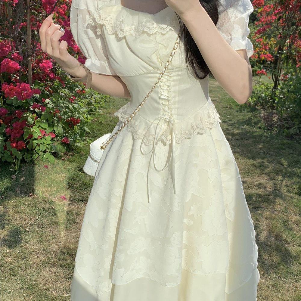 Elegant High-Quality Mesh Short-Sleeve Slimming Midi Dress for Women