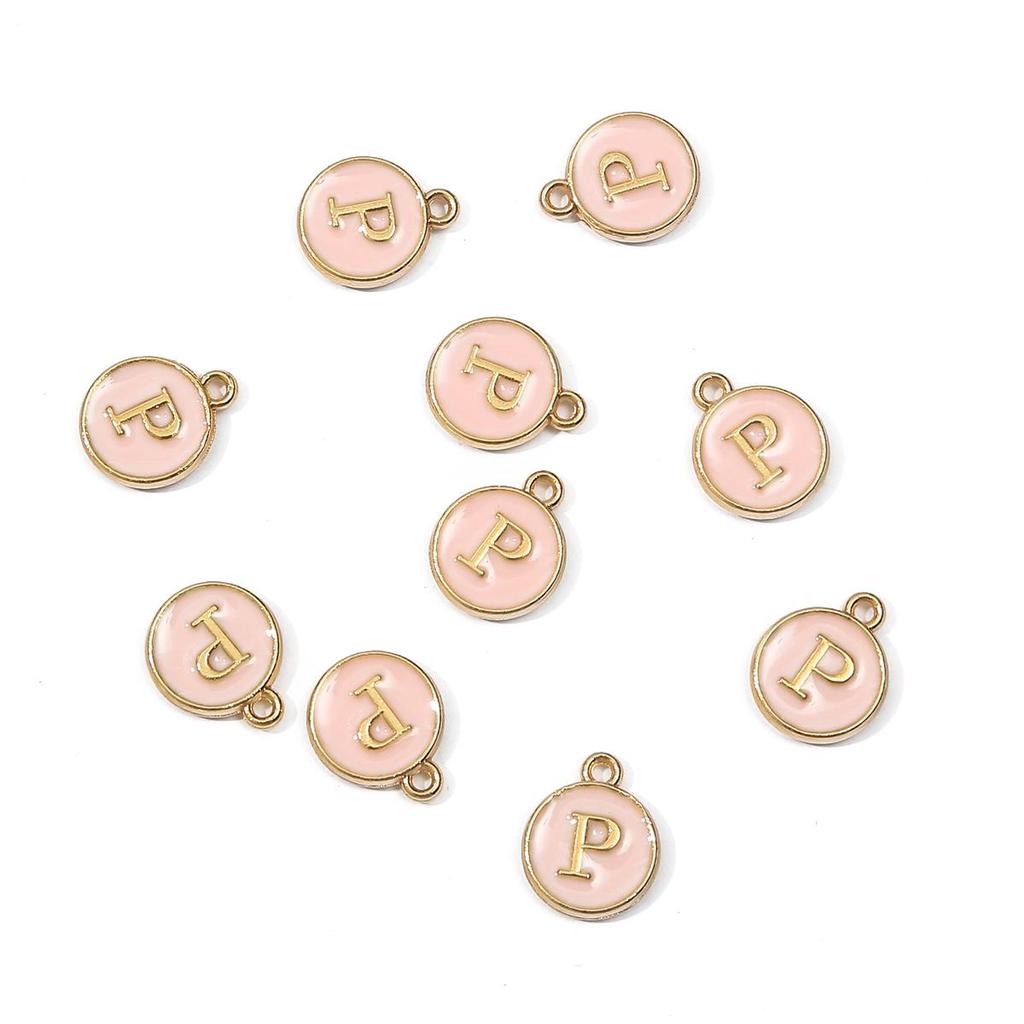 10Pcs 12x2.5mm Alphabet Double Face Charms Pendant Beads for Jewelry DIY Findings