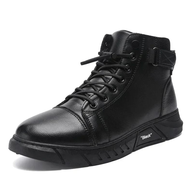 Lente en Herfst Nieuwe Britse Stijl Dikke Zool Werkveiligheidslaarzen Trend met Warm