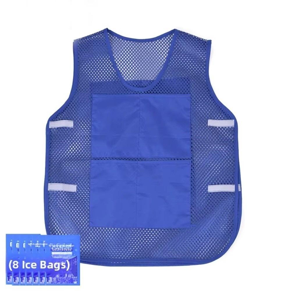 

High Temperature Resistance Ice Bag Vest Universal Size Heatstroke Prevention Vest Outdoor Work синій
