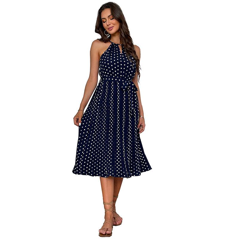 Summer Fashion Women's Polka Dot Strap Neck Dress