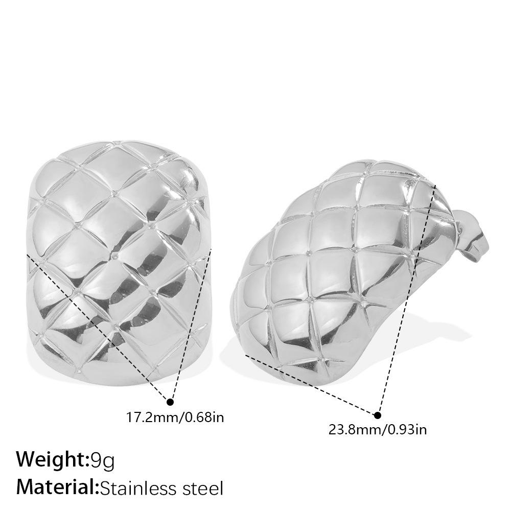 Trendy Plaid Metal Stud Earrings for Women - Elegant and Versatile European & American Style