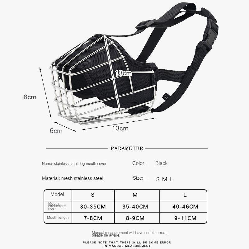 Large and Medium-sized Dog Mouth Cover Anti-eating, Anti-biting, Breathable and Drinkable Stainless Steel Dog Mouth Cover for Fierce Dogs