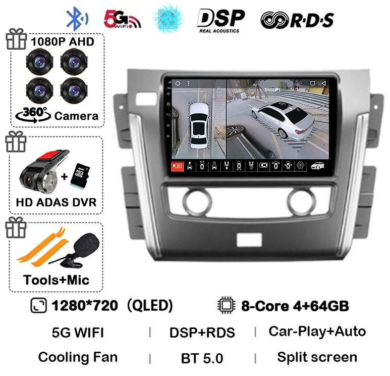 Android 14 Carplay Auto For Nissan Patrol Y62 2010 - 2020 Car Radio Autoradio Multimedia Video Player GPS Navigation Stereo DSP
