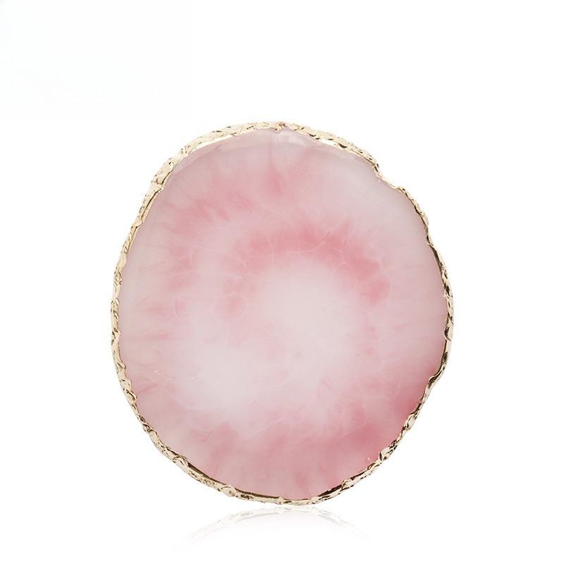 Nail Palette Resin Round  Style Crystal Display Plate Gold Edge Manicure Mixing Tool  Practical Nail Makeup Accessory
