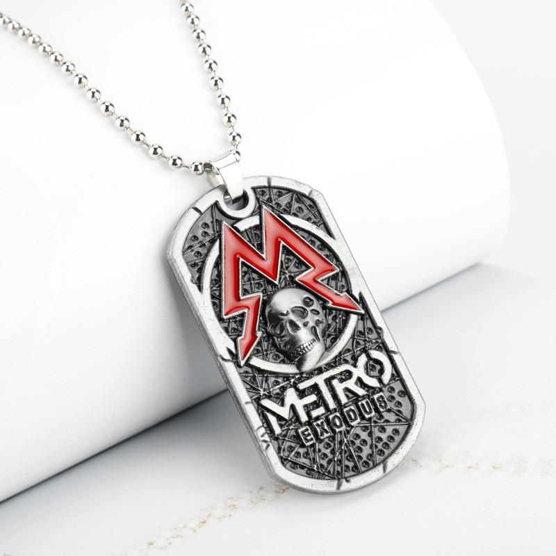 Skull Exodus Metro Pendant Necklace With Alloy Geometric Design For Game Fans