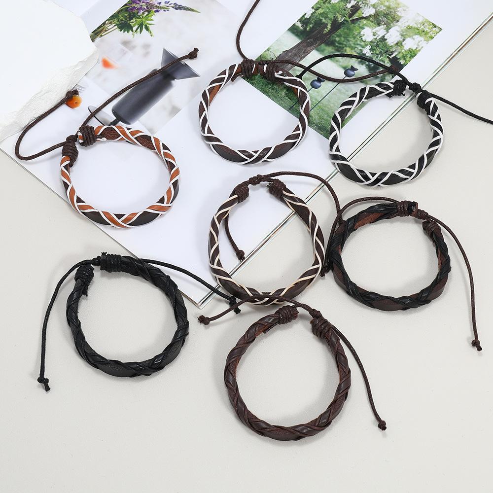 Handwoven Cross Design Bracelet for Men Adjustable Multilayer Minimalist Rope Wristband Stylish Boho Outdoor Sports Bracelet