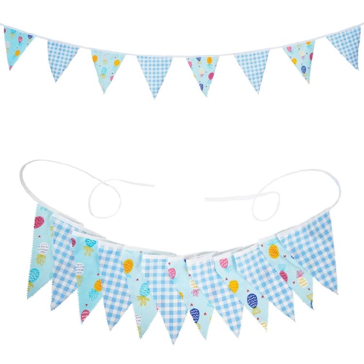 12Pcs Washable Fabric Pennant Flags Wedding Pennant Hanging Decoration For Birthday Christmas Anniversary Party
