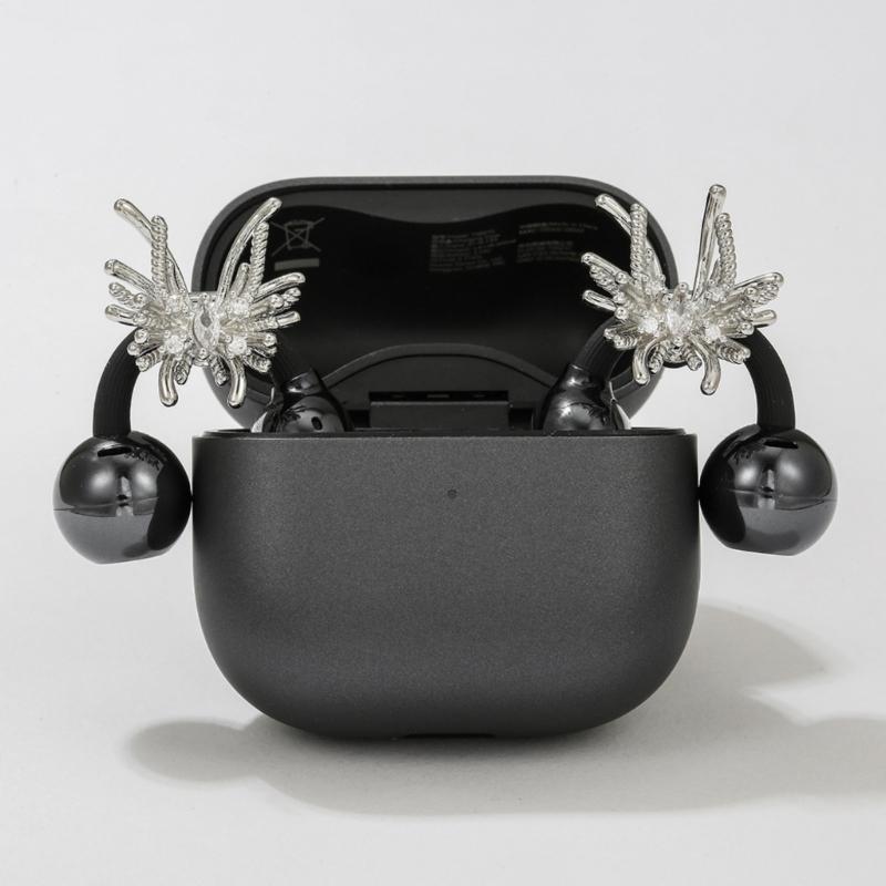 1pair Elegant Butterfly Shape Ear Clip Earphone Charms With Sparkling Zircon Stones For Freeclip1 2 Headphones Charms