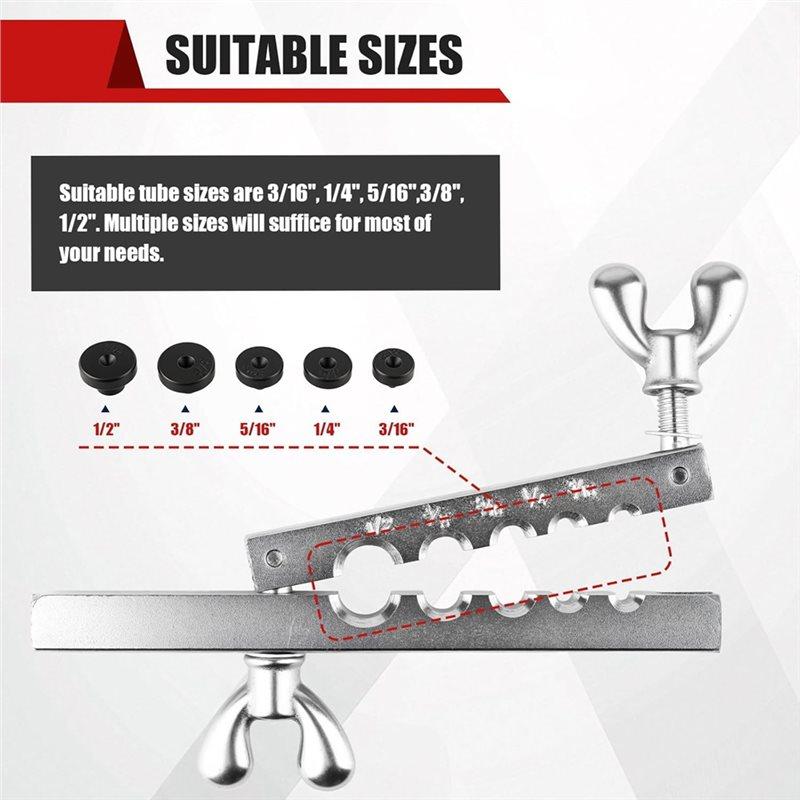 Brake Line Flaring Tool Kit 45 Degree Double& Single With 5 Adapters For Brass Tubing, Copper