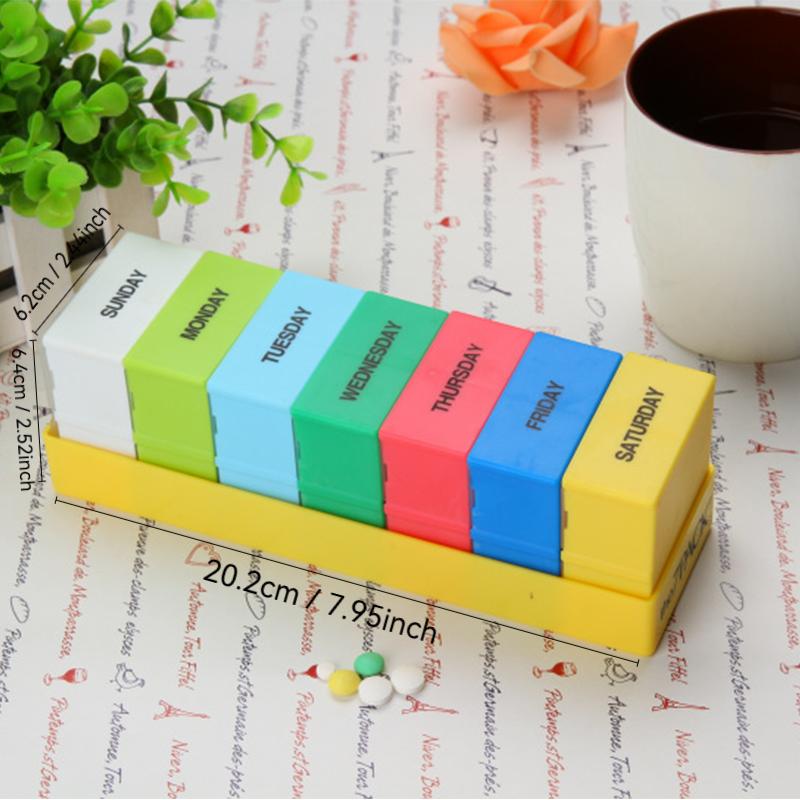 

7 Day Weekly Pill Box Portable Daily Tablet Compartments BPA - Free Plastic Medicine Organizer Box Keep Pills Organized Easily жовтий