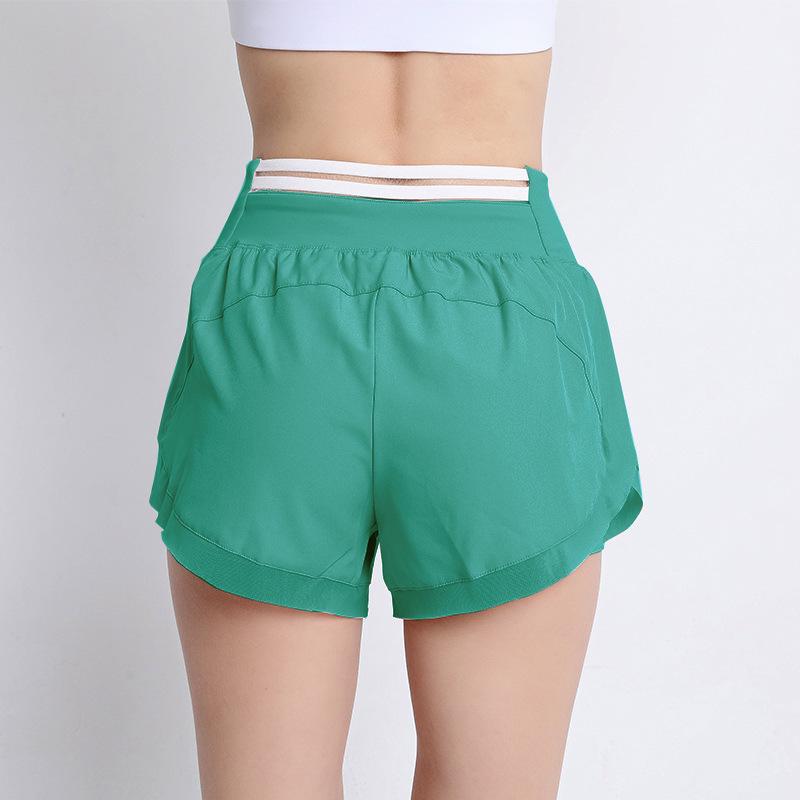 Women's Quick-Dry Breathable Summer Sports Yoga Shorts – Fake Two-Piece, Anti-Exposure, Casual & Loose Fit for Running and Fitness