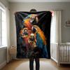 Pattern of the family of macaws Flannel printed blanket suitable for all seasons suitable for living room office sofa and travel