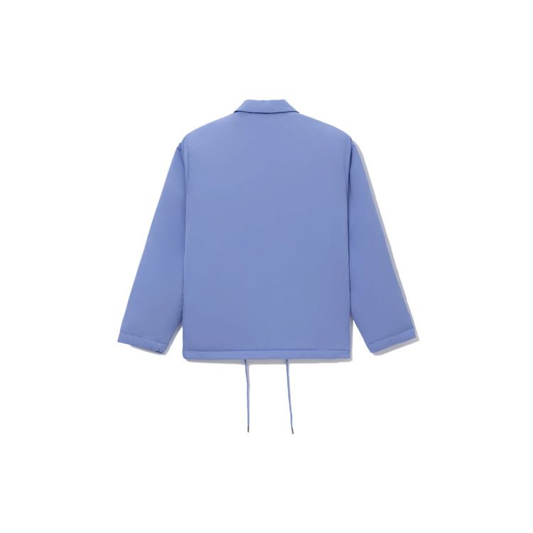 Li Ning Logo Solid Color Polo Collar Cotton Jacket Winter Couple Style Men Jacket Blue AJMR099-2