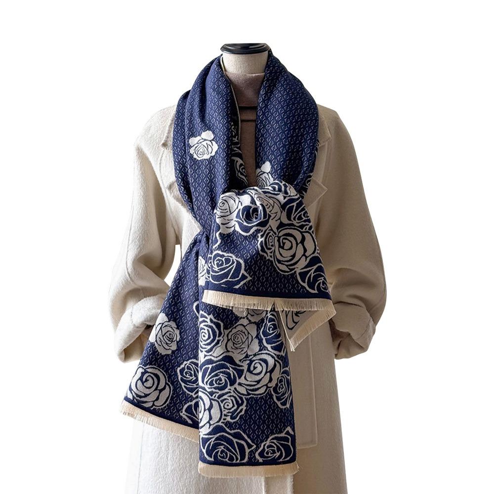 Thick Fringe Shawl Warm Winter Pashmina Shawl Cozy Imitation Cashmere Scarf  for Women