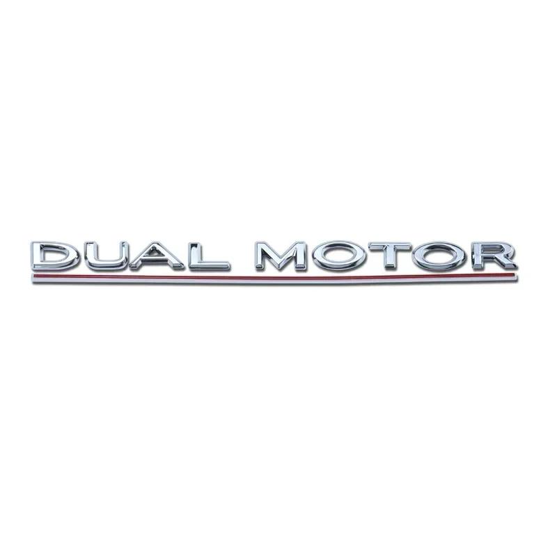ABS Dual Motor Letters Rear Boot Tailgate Trunk Logo Emblem Badge Car Sticker Decal for Tesla Model 3 Model X Model S Y