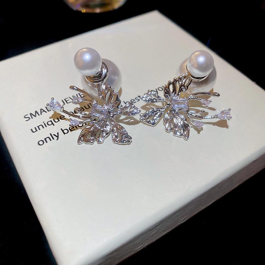 Silver Zircon Butterfly Teardrop Earrings - Luxurious, Elegant & Versatile Jewelry for Women