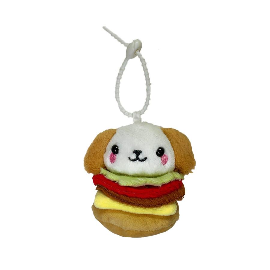 Hamburger Dog Plush Keychain With Pp Cotton Filling For Gift And Bag Decoration
