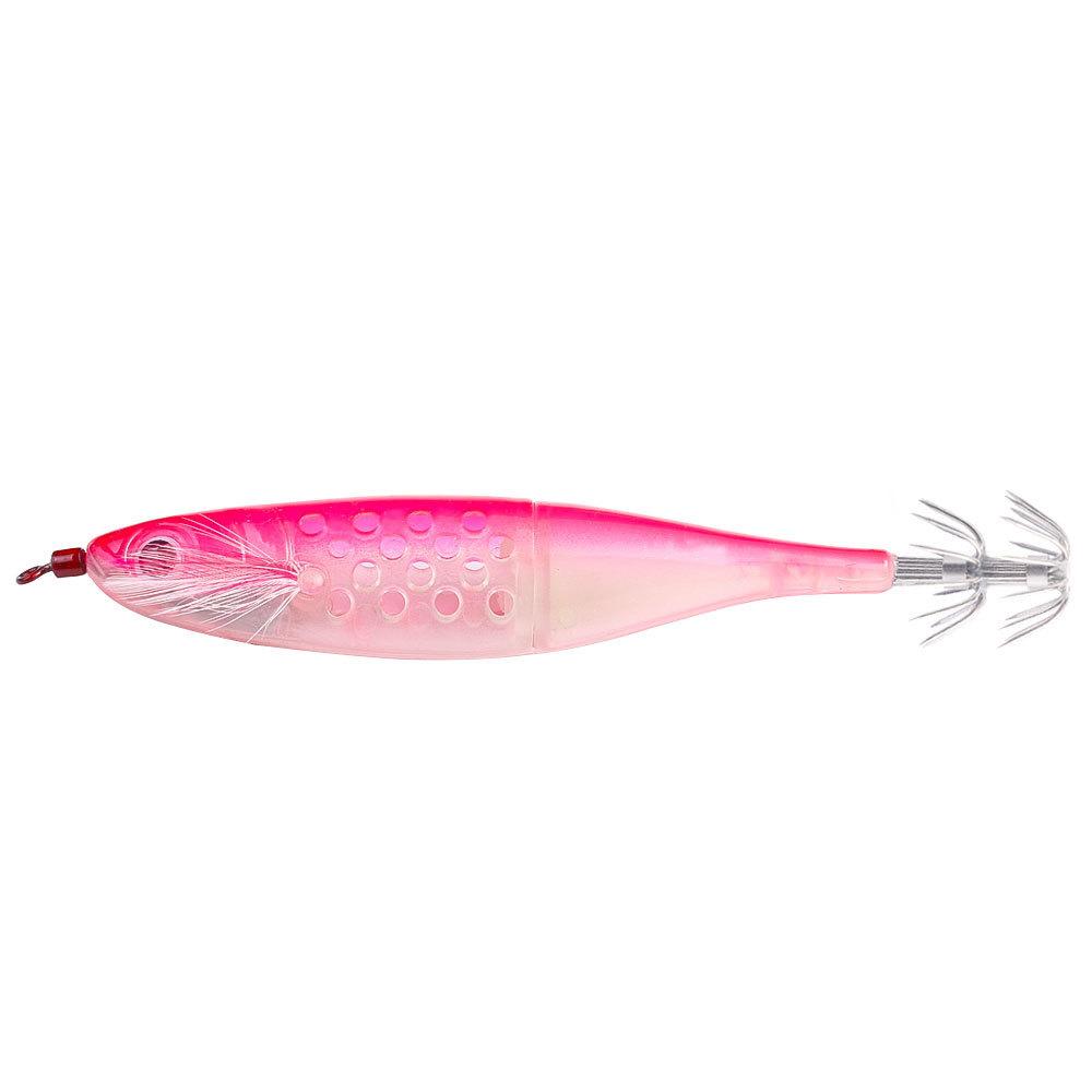 

12CM-10G Luminous Double-Section Bait Cage Wooden Shrimp Hollow Sink Squid Hook Fake Bait for Fishing 12CM-10G