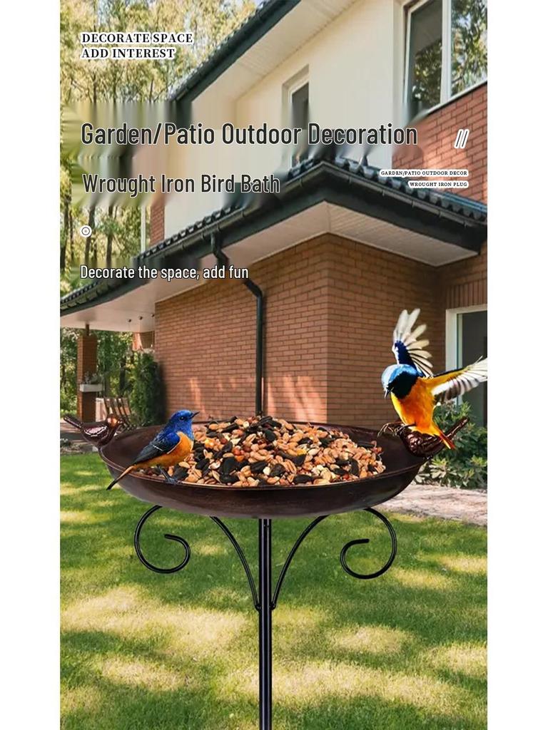 Cross-border Outdoor Garden Bird Feeder, Hummingbird Bath & Iron Art Decor