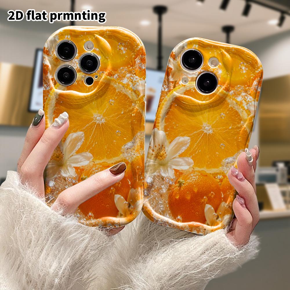 Phone Case: 2D Flat, Suitable for iPhone 18 17 16 15 14 13 12 Pro Protective Case, Phone Decoration, Cool Orange, Halloween and Christmas Gift