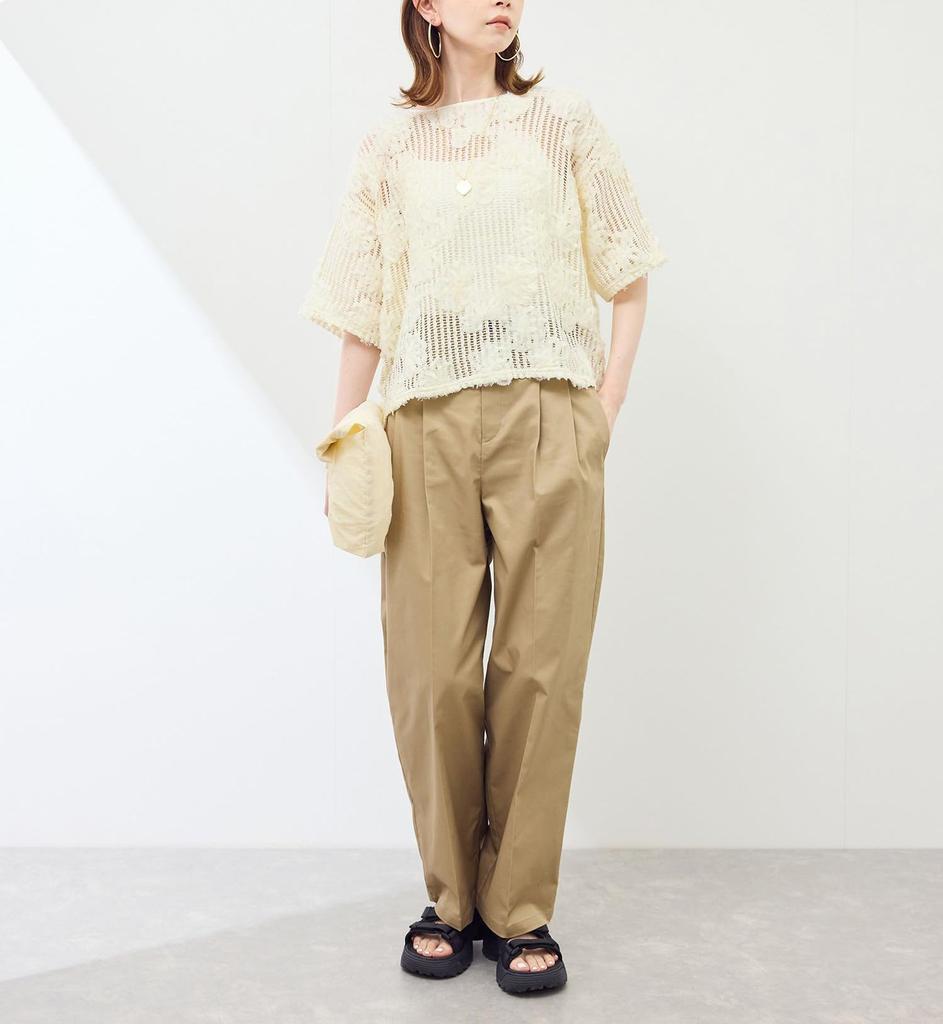 ROPE PICNIC Top with Mesh Cord Embroidery Women's Off-the-Shoulder (15)