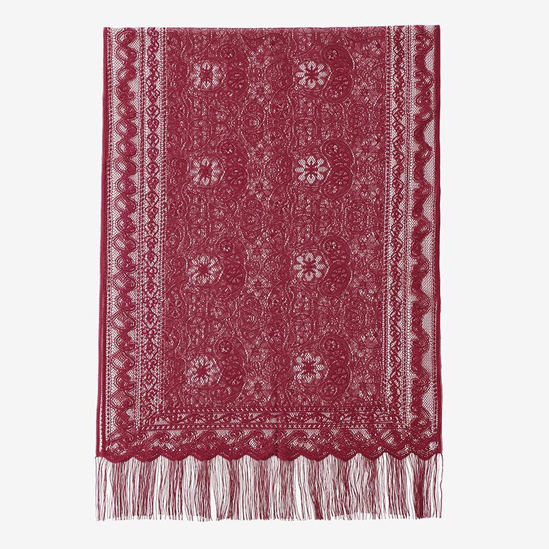 New Summer Women Pure Color Lace Openwork Fringe Long Scarf Shawl Wrap Sunscreen Scarves Headscarf for Lady Veiled Jersey Hijabs