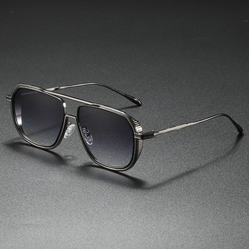 Non-polarized Fashion Sunglass Men Vintage Sunscreen Oversized Sunglasses Women Trendy Metal Glasses