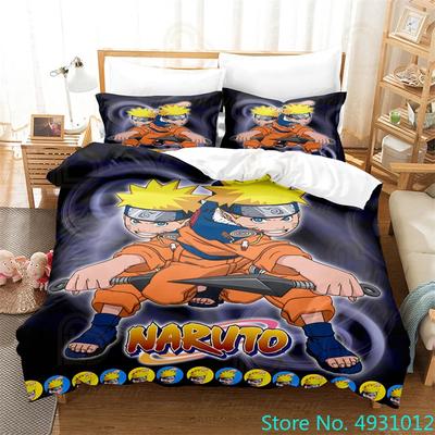 Kids Uzumaki N-Naruto Uchiha Sasuke Bedding Set Duvet Cover Quilt Cover Pillowcase Double King Size Bedroom Bed Cover Decoration